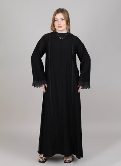 MSquare Fashion Embroidered Open Abaya with V Neck