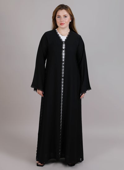 MSquare Fashion Embroidered Abaya Black Korean Nida