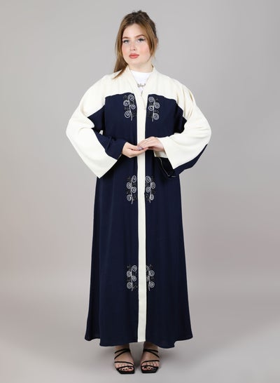 MSquare Fashion Embroidered Abaya White & Blue