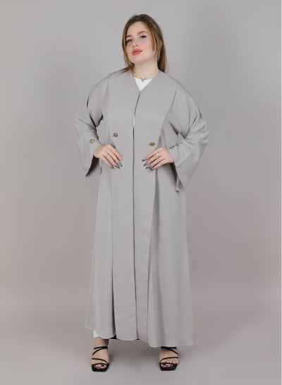MSquare Fashion Coat Abaya Grey Color With Matching Sheila