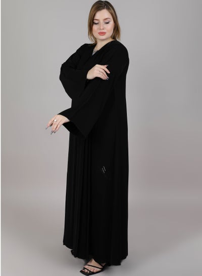 MSquare Fashion  Embroidered Abaya Black Color