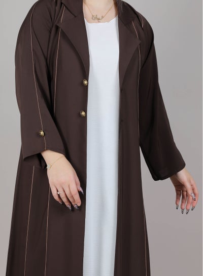MSquare Fashion Abaya Brown Korean Nida With Golden Buttons