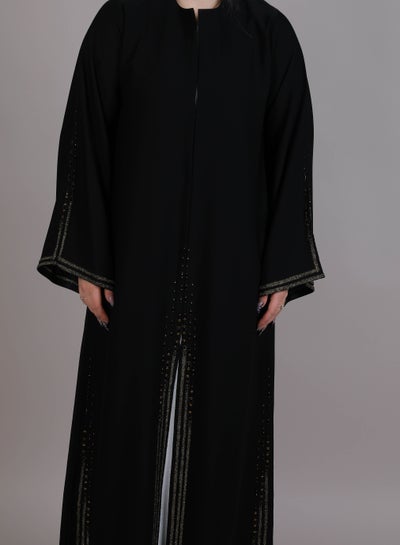 MSquare Fashion Beautiful Golden Embroidered Abaya Black Color